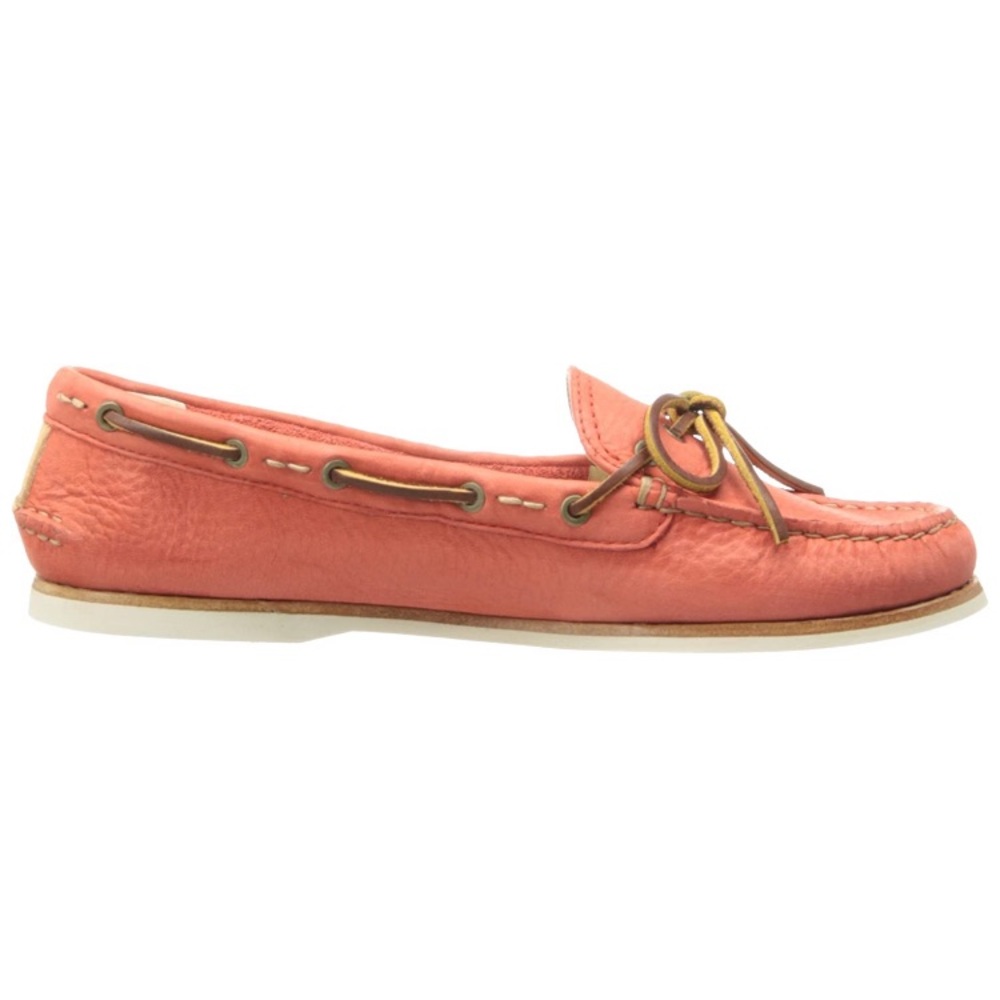 FRYE Quincy Tie Leather Boat Shoes Coral women’s size 6.5 - Picture 10 of 11